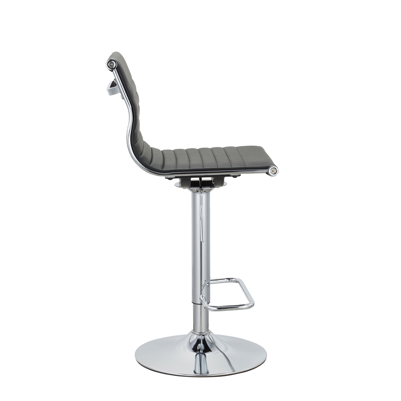 Adjustable 37 to 45.5 Inches Balck PU Bar Stool with Chrome Leg Set of 2