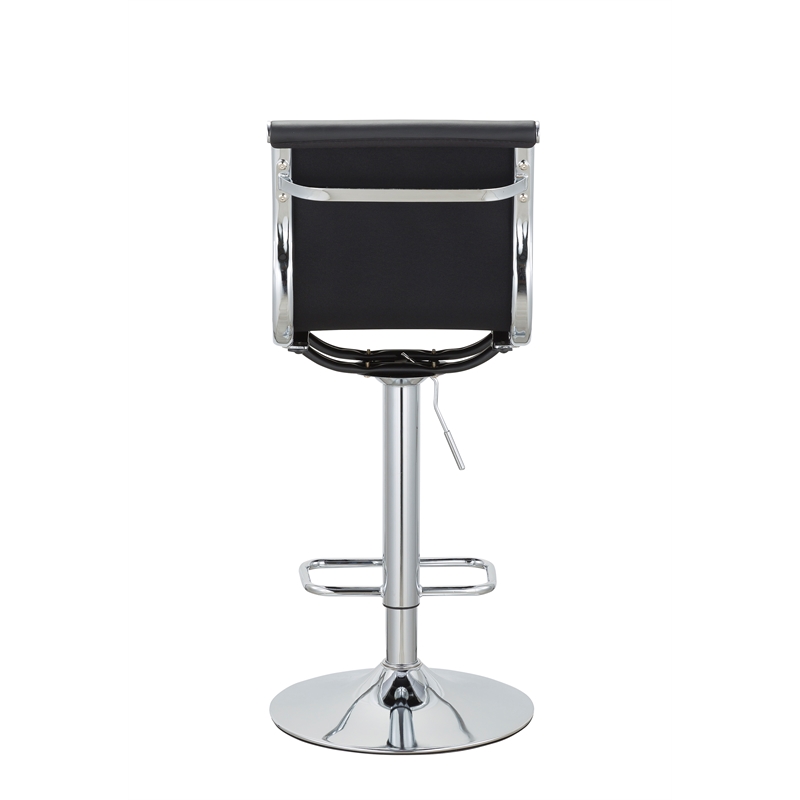 Adjustable 37 to 45.5 Inches Balck PU Bar Stool with Chrome Leg Set of 2