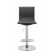 Adjustable 37 to 45.5 Inches Balck PU Bar Stool with Chrome Leg Set of 2