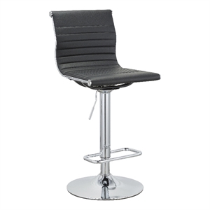 Adjustable 37 to 45.5 Inches Balck PU Bar Stool with Chrome Leg Set of 2
