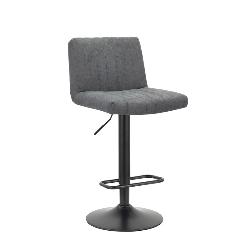 Adjustable 35 to 43.6 Inches High Gray Fabric Stool with Metal Legs Set of 2