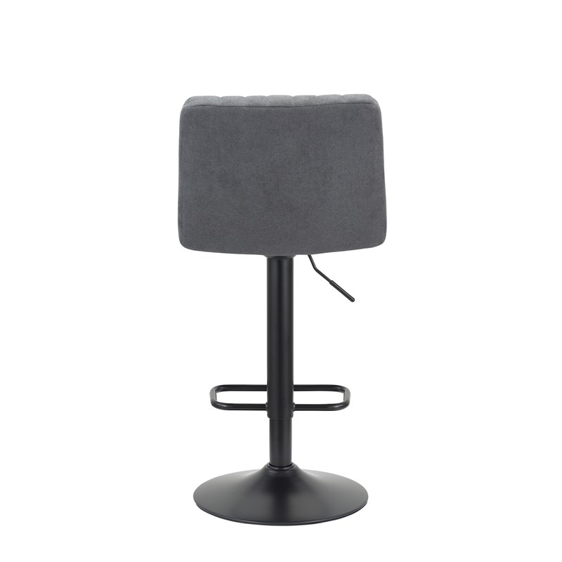 Adjustable 35 to 43.6 Inches High Gray Fabric Stool with Metal Legs Set of 2