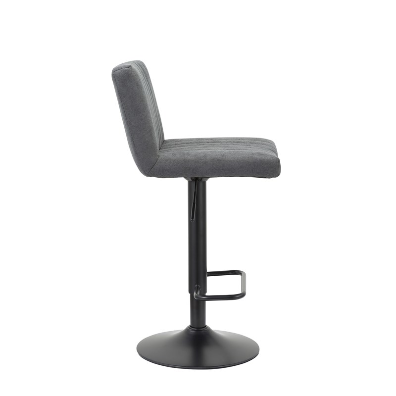 Adjustable 35 to 43.6 Inches High Gray Fabric Stool with Metal Legs Set of 2