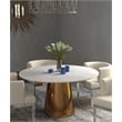 54'' White and Gray Vein Marble Table with Brushed Gold base