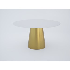 54'' White top Mable Dining Table with Brushed Gold Base