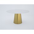 54'' White top Mable Dining Table with Brushed Gold Base