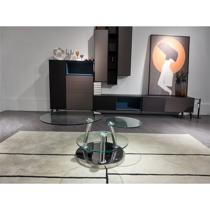 Motion Coffee Table with clear glass  top & chrome base