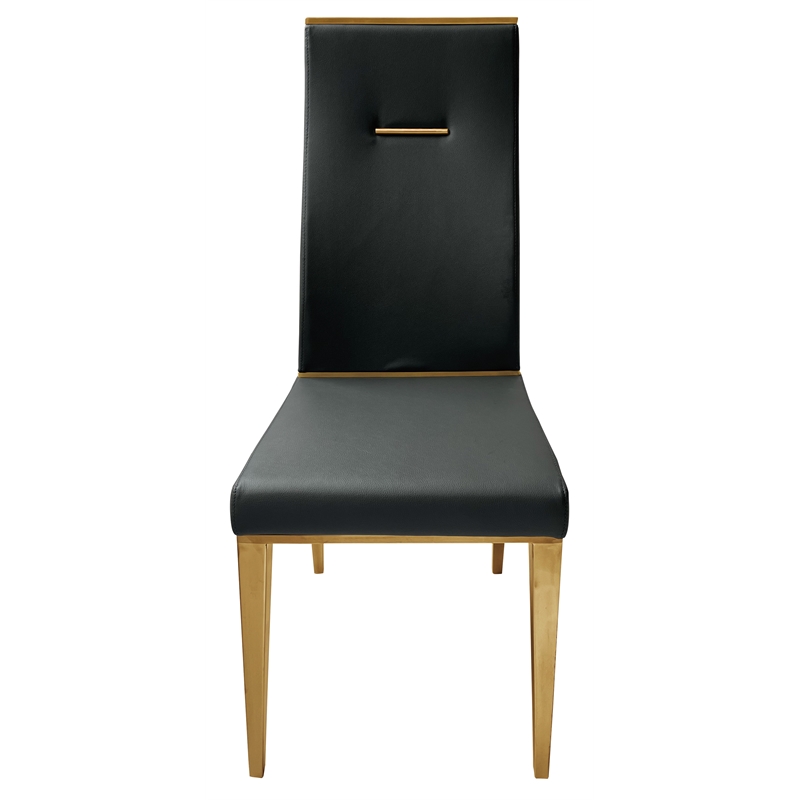 Black Dining Chair with Brushed Gold Stainless Steel legs Set of 4