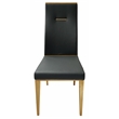 Black Dining Chair with Brushed Gold Stainless Steel legs Set of 4