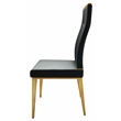 Black Dining Chair with Brushed Gold Stainless Steel legs Set of 4