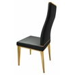 Black Dining Chair with Brushed Gold Stainless Steel legs Set of 4