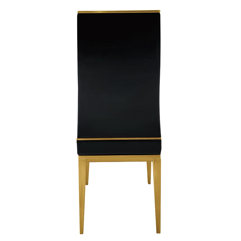 Black Dining Chair with Brushed Gold Stainless Steel legs Set of 4