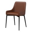 Set of 2 Cognac Faux Leather Dining Chairs