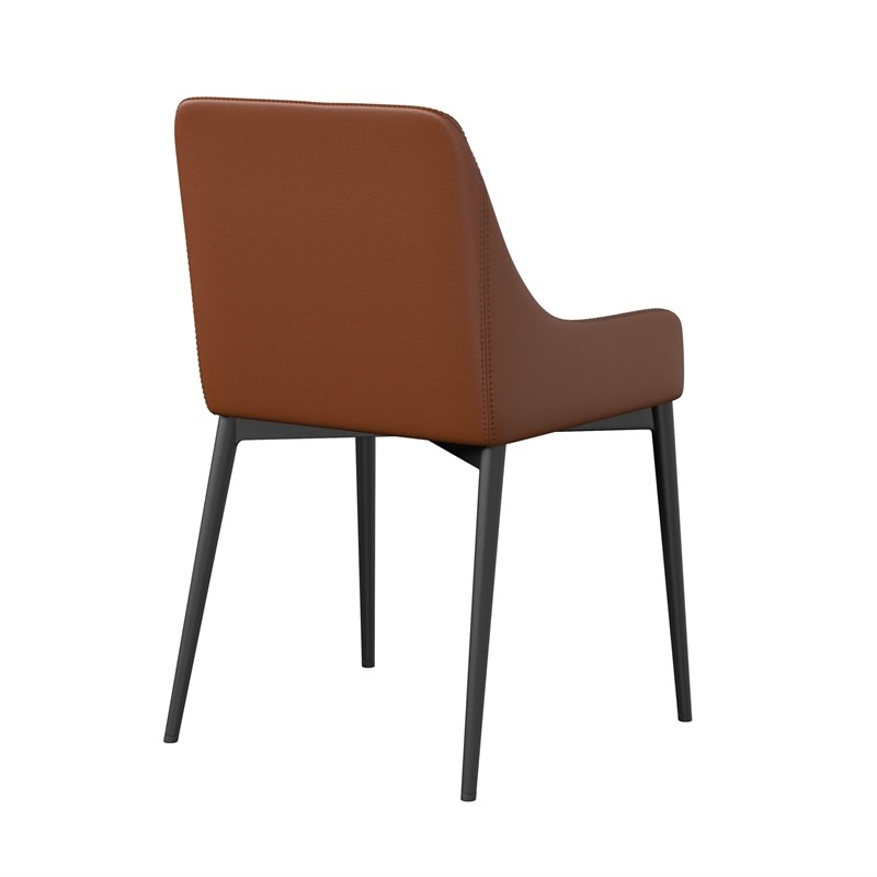 Set of 2 Cognac Faux Leather Dining Chairs