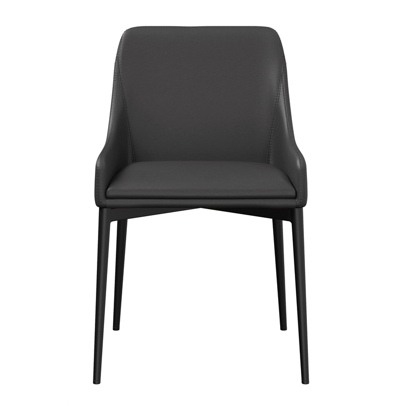 Black PU dining chair/black legs Set of 2