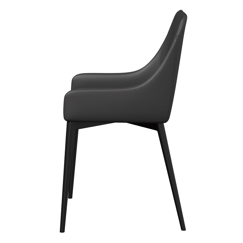 Black PU dining chair/black legs Set of 2
