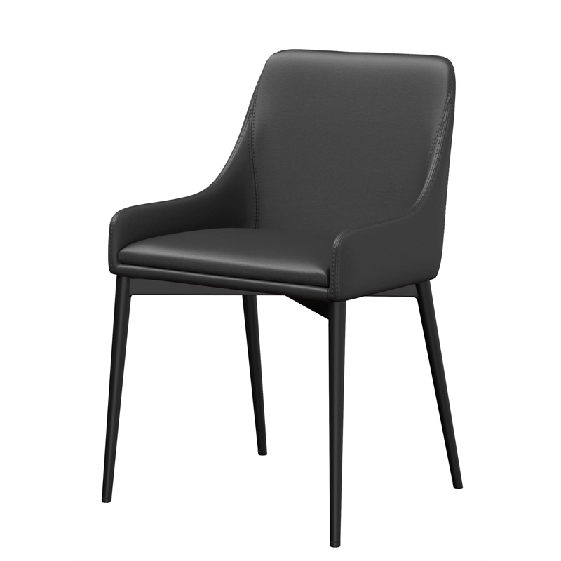 Black PU dining chair/black legs Set of 2