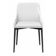 White PU dining chair with black legs Set of 2