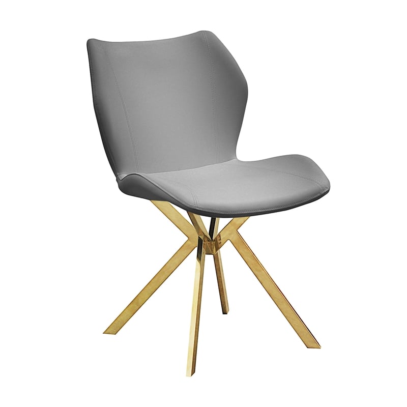 Dining chair with gray seat and gold legs Set of 4