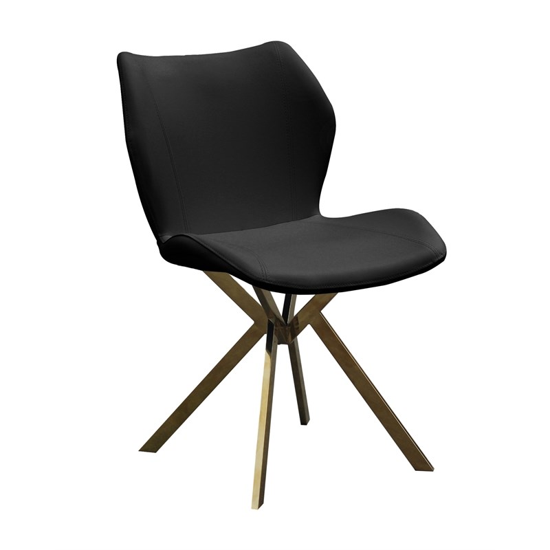 Dining chair with black seat and gold legs Set of 4