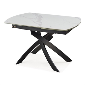 Dining table with Sintered stone top and black metal legs