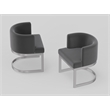 Wingback Dining chair in gray fabric seat stainless steel base