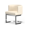 Wingback Dining chair in white PU seat chrome base