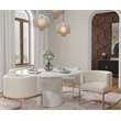 Wingback Dining chair in white PU seat chrome base