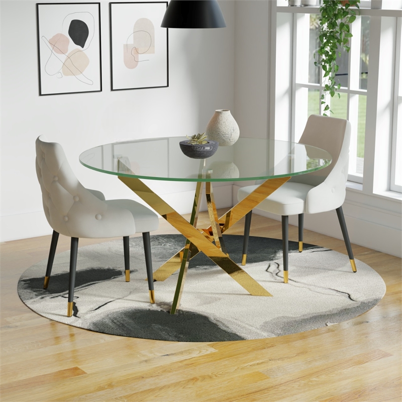 Set of 2 Button Tufted Upholstered Dining Chairs