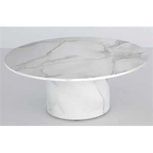 Round 35'' Coffee Table with Marble Top & MDF base