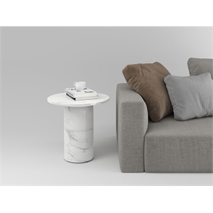 Round 21.6'' End Table with Marble Top & MDF base