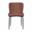 Set of 2 Cognac Faux Leather Dining Chair with Black Metal legs