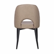 Set of 2 Taupe Faux Leather Dining Chair with Black Metal legs