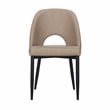 Set of 2 Taupe Faux Leather Dining Chair with Black Metal legs