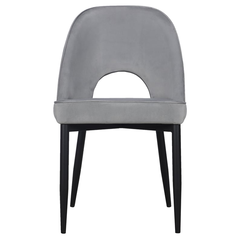 Set of 2 Light Gray Velvet Dining Chair with Black Metal legs