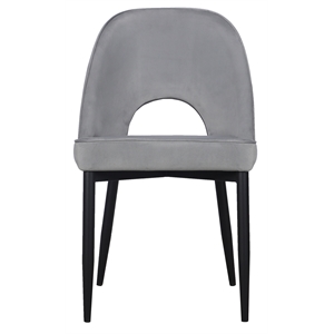 Set of 2 Light Gray Velvet Dining Chair with Black Metal legs