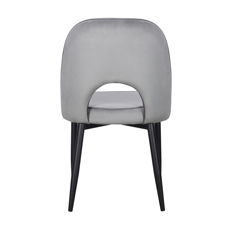 Set of 2 Light Gray Velvet Dining Chair with Black Metal legs
