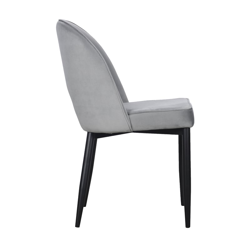 Set of 2 Light Gray Velvet Dining Chair with Black Metal legs
