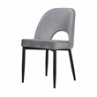 Set of 2 Light Gray Velvet Dining Chair with Black Metal legs