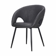 Set of 4 Dark Gray Faux Leather Dining Chair with Black Metal legs