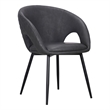 Set of 4 Dark Gray Faux Leather Dining Chair with Black Metal legs