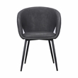 Set of 4 Dark Gray Faux Leather Dining Chair with Black Metal legs