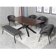 Set of 4 Dark Gray Faux Leather Dining Chair with Black Metal legs