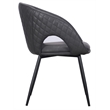 Set of 4 Dark Gray Faux Leather Dining Chair with Black Metal legs