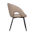 Set of 2 Taupe Faux Leather Dining Chair with Black Metal legs