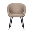 Set of 2 Taupe Faux Leather Dining Chair with Black Metal legs