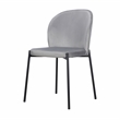 Set of 2 Gray Velvet Dining Chair with Black Metal legs