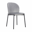 Set of 2 Gray Velvet Dining Chair with Black Metal legs