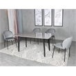 Set of 2 Gray Velvet Dining Chair with Black Metal legs