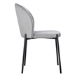 Set of 2 Gray Velvet Dining Chair with Black Metal legs